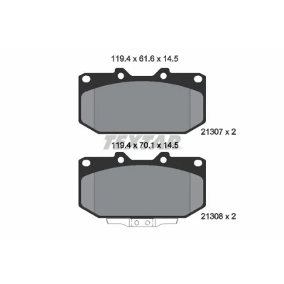 Billede af TEXTAR 2130701 Bremseklodser med akustisk advarsel for slid TOYOTA: Yaris III Hatchback, SUBARU: Impreza I Sedan, II Stationcar