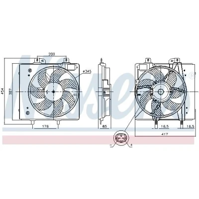 Billede af NISSENS 850087 Køleventilator 345 12 100 uden indbygget regulator PEUGEOT: 208 I Hatchback