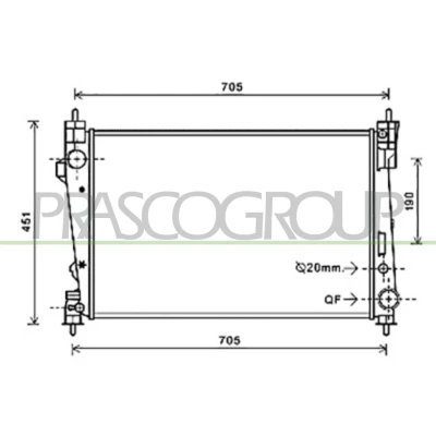 Billede af PRASCO AA344R005 Radiator Aluminium 620 398 26 med lynkobling Loddet køleripper