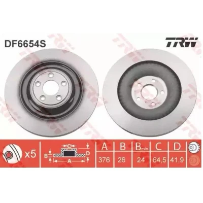 Billede af TRW DF6654S Bremseskiver 376 26 5 108 ventileret lakeret JAGUAR: XF Sedan, Sportbrake