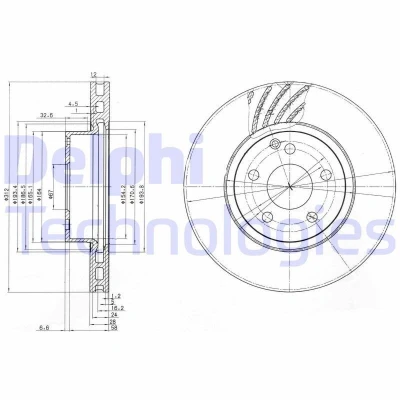 Billede af DELPHI BG3756 Bremseskiver 312 28 5 ventileret olieret ubehandlet uden hjullejer, ABS sensorring MERCEDES BENZ: E klasse Sedan, CLS Coupe
