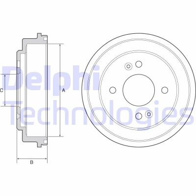Billede af DELPHI BF550 Bremsetromler uden ABS sensorring, hjullejer, leje 220 KIA: Picanto I