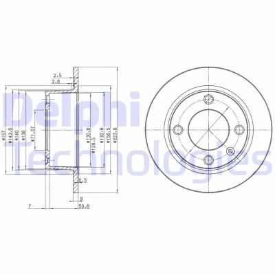 Billede af DELPHI BG2691 Bremseskiver 224 9 4 fuldstændigt olieret ubehandlet uden hjullejer, ABS sensorring CITROËN: Xantia Hatchback