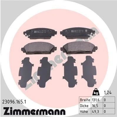 Billede af ZIMMERMANN 23096.165.1 Bremseklodser med akustisk advarsel for slid Billede svarer til leveringsomfang HONDA: Accord 6 Limousine, Civic 7 Limousine