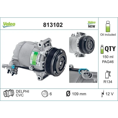 Billede af VALEO 813102 Kompressor CVC 12 PAG125 R 134a med PAG kompressorolie NEW ORIGINAL PART OPEL: Astra H Caravan, Zafira B, GTC