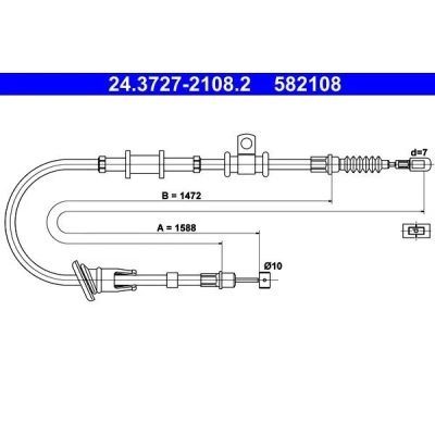 Billede af ATE 24.3727 2108.2 Håndbremsekabel 1588 MITSUBISHI: Carisma Hatchback