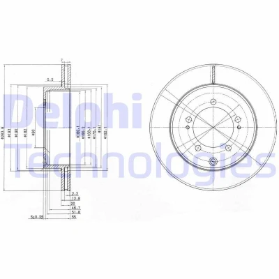 Billede af DELPHI BG9849 Bremseskiver 284 20 5 ventileret olieret ubehandlet uden hjullejer, ABS sensorring MITSUBISHI: GALANT 6