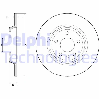 Billede af DELPHI BG4800C Bremseskiver 300 12 5 fuldstændigt coatet ubehandlet uden hjullejer, ABS sensorring AUDI: A4 B9 Avant, A6 C8 Sedan