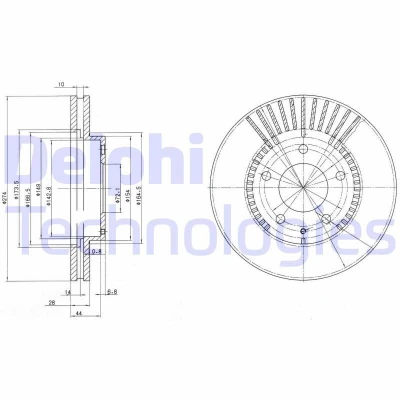 Billede af DELPHI BG3232 Bremseskiver 274 28 5 ventileret olieret ubehandlet uden hjullejer, ABS sensorring MAZDA: Xedos 9