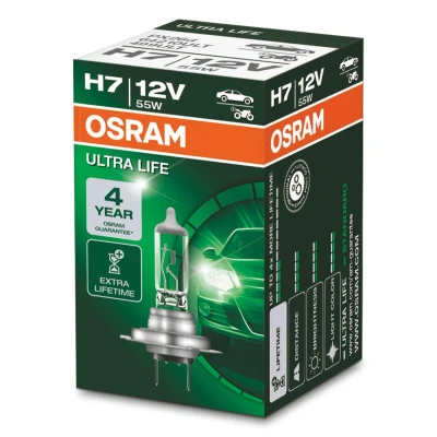 Billede af OSRAM 64210ULT Pære, fjernlys H7 12V 55w 3200K Halogen RENAULT: Megane 4, CLIO 3, PEUGEOT: 5008 I, 308 II Hatchback,