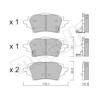 Billede af METELLI 22 1228 0 Bremseklodser med akustisk advarsel for slid TOYOTA: C HR, Corolla XII Stationcar, Hatchback