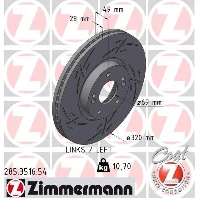 Billede af ZIMMERMANN 285.3516.54 Bremseskiver 320 28 7/5 5 114 indvendigt ventileret, opslidset coatet