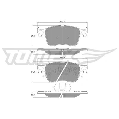 Billede af TOMEX brakes TX 19 70 Bremseklodser foraksel med akustisk advarsel for slid FORD: Focus Mk4 Turnier, Kuga Mk3, Hatchback