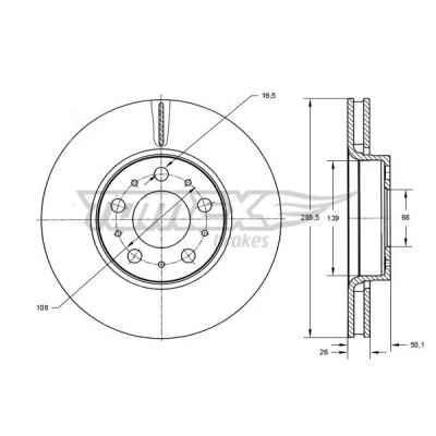 Billede af Bremseskive TOMEX Brakes TX 71 43