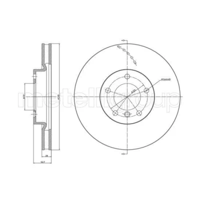 Billede af METELLI Bremseskive BMW: 3 Sedan, Coupe, Cabriolet 315,0mm 28,0mm 5 ventileret 23 1233C Bremseskiver, Skivebremser