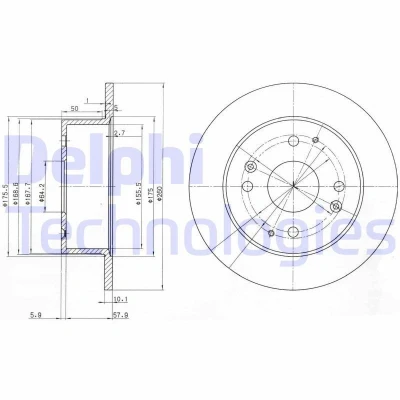 Billede af DELPHI BG3677 Bremseskiver 260 9 4 fuldstændigt olieret ubehandlet uden hjullejer, ABS sensorring HONDA: Accord 6 Limousine