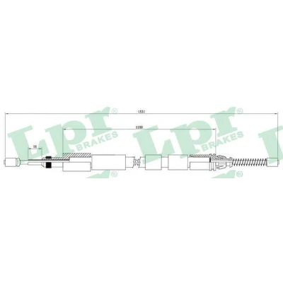 Billede af LPR C0974B Håndbremsekabel 1500/1190 Tromlebremse CITROËN: Xsara Hatchback