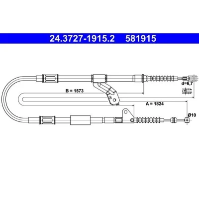 Billede af ATE 24.3727 1915.2 Håndbremsekabel 1824mm TOYOTA: Avensis I Stationcar, Sedan