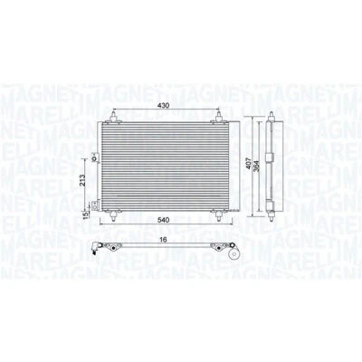 Billede af MAGNETI MARELLI 350203920000 Kondensator med tørrer 540x358x16 358 540 16 CITROËN: Xsara Picasso, Berlingo / First I