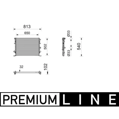 Billede af MAHLE ORIGINAL CR 2805 000P Radiator Aluminium 650mm 502mm 32mm Loddet køleripper