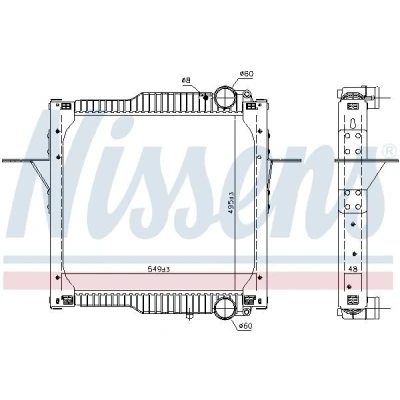 Billede af NISSENS 63784 Radiator Aluminium 495 559 48 med ramme Loddet køleripper