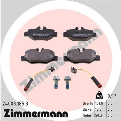 Billede af ZIMMERMANN 24008.185.3 Bremseklodser Inkl. slidadvarselskontakt med skruer Billede svarer til leveringsomfang MERCEDES BENZ: Vito Bus, Mixto