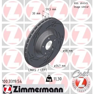 Billede af ZIMMERMANN 100.3319.54 Bremseskiver 347 30 6/5 5 112 udvendig ventileret, opslidset coatet højkarboniseret AUDI: A6 C6 Avant, Sedan
