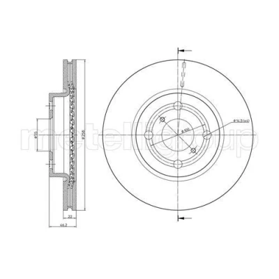 Billede af METELLI 23 0879C Bremseskiver 258,0 22,0 4 55,0 ventileret lakeret TOYOTA: Yaris III Hatchback, II Van