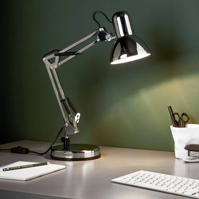 Billede af Skrivebordslampe Henry, krom, højde 50 cm, justerbar