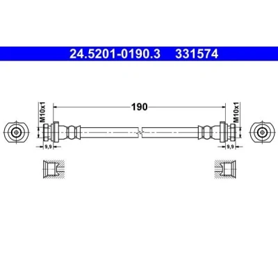 Billede af ATE 24.5201 0190.3 Bremseslange 190