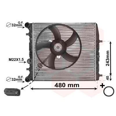 Billede af VAN WEZEL *** IR PLUS 76002013 Radiator Aluminium 430 414 23 med tilbehør Mekanisk fuget køleripper VOLKSWAGEN: Polo V Hatchback
