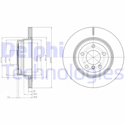 Billede af DELPHI BG4168 Bremseskiver 320 20 5 ventileret olieret ubehandlet uden hjullejer, ABS sensorring BMW: X5, X6