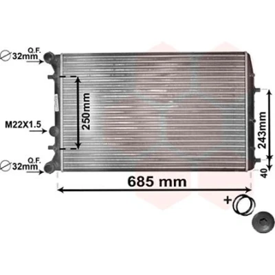 Billede af VAN WEZEL 76002006 Radiator Aluminium 632 415 23 *** IR PLUS med tilbehør Mekanisk fuget køleripper VOLKSWAGEN: Polo IV Hatchback