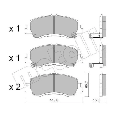 Billede af METELLI 22 1239 0 Bremseklodser med akustisk advarsel for slid MITSUBISHI: Eclipse Cross