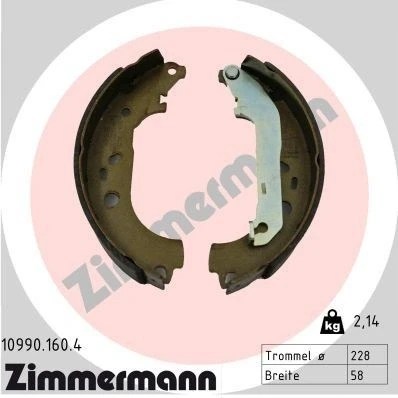 Billede af ZIMMERMANN 10990.160.4 Bremsebakker 228mm 57mm med arm, Billede svarer til leveringsomfang FORD: Transit Connect Mk1 Van