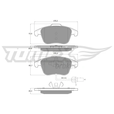 Billede af TOMEX brakes TX 16 75 Bremseklodser foraksel Inkl. slidadvarselskontakt AUDI: A4 B8 Avant, A5 Sportback, Sedan