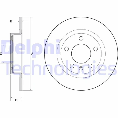Billede af DELPHI BG4675 Bremseskiver 264 10 5 fuldstændigt olieret ubehandlet uden hjullejer, ABS sensorring OPEL: Corsa D Hatchback, E Hatchback