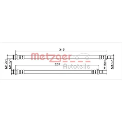 Billede af METZGER 4111791 Bremseslange Bagaksel venstre, højre, på indersiden 315, 287 SMART: Fortwo II Coupe