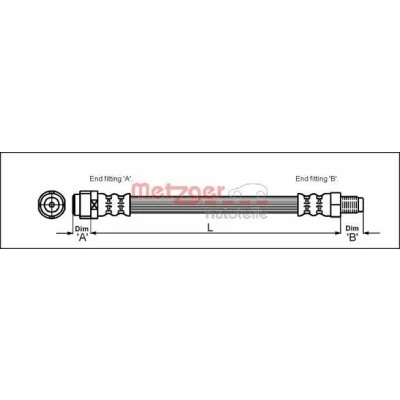 Billede af METZGER 4110574 Bremseslange 389 M10 x 1 MERCEDES BENZ: C klasse T modell, Sedan, SLK