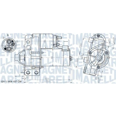 Billede af MAGNETI MARELLI 063721290010 Starter 12 1 10 PEUGEOT: 406 Coupe, Sedan, 407 RENAULT: CLIO 2, LAGUNA CITROËN: C5 I Hatchback