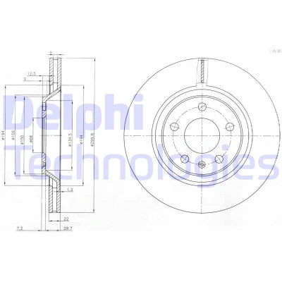 Billede af DELPHI BG3997 Bremseskiver 300 22 5 ventileret olieret ubehandlet uden hjullejer, ABS sensorring AUDI: A4 B8 Avant, B7 B6 Avant