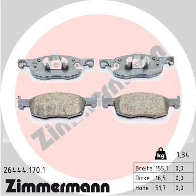 Billede af ZIMMERMANN 26444.170.1 Bremseklodser med akustisk advarsel for slid Billede svarer til leveringsomfang TOYOTA: AYGO X