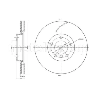 Billede af METELLI Bremseskive BMW: 3 Sedan, Coupe, Cabriolet 315,0mm 28,0mm 5 ventileret 23 1072C Bremseskiver, Skivebremser