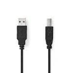 Billede af USB kabel 2.0 A han B 480 Mbps Nikkelplateret 2.00 m Runde PVC Sort Box