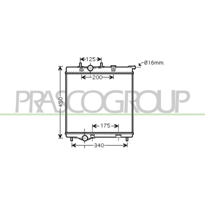 Billede af PRASCO CI325R003 Radiator Aluminium 380mm 398mm 23mm Mekanisk fuget køleripper PEUGEOT: 208 I Hatchback, 207 SW, CITROËN: C3 II