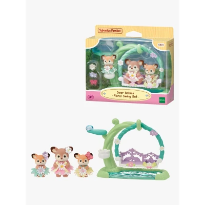 Billede af Sylvanian Families Hjortebabyer Figurer med Blomstret Gyngestativ