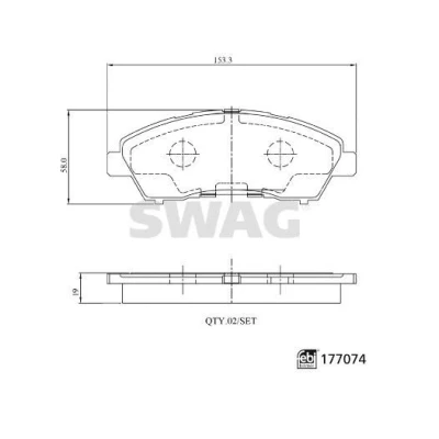Billede af SWAG 33 10 7496 Bremseklodser foraksel, bagaksel med akustisk advarsel for slid