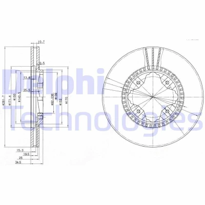 Billede af DELPHI BG3063 Bremseskiver 282 25 4 ventileret olieret ubehandlet uden hjullejer, ABS sensorring HONDA: ACCORD 5 Coupe