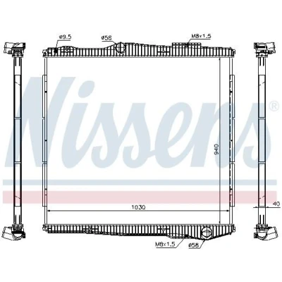 Billede af NISSENS 672900 Radiator Aluminium 940 1050 40 uden ramme Loddet køleripper