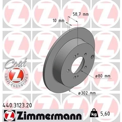 Billede af ZIMMERMANN COAT Z 440.3123.20 Bremseskiver 302 10 8/5 5 114 fuldstændigt coatet MITSUBISHI: Lancer 8 Limousine, Outlander 2 SUV,